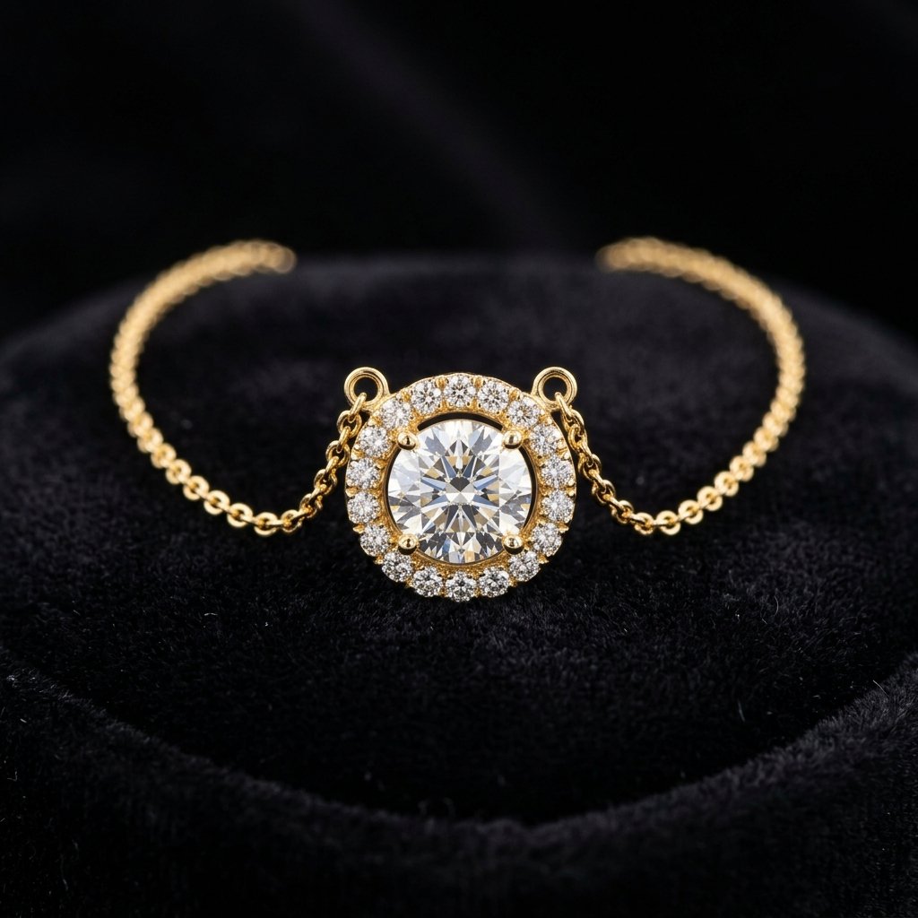 Halo lab grown diamond necklace - IGI certified fine jewellery